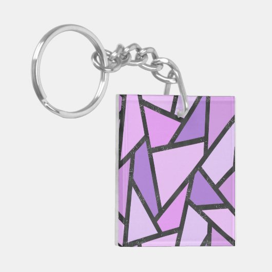 Scheluwen van lila gekleurd glas sleutelhanger (Voorkant Links)