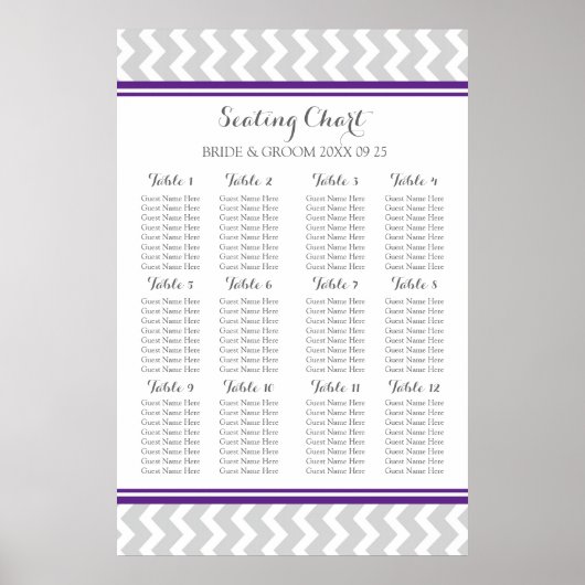Schema 12 Tabellen 96 Guest Plum Grey Chevron Poster (Voorkant)