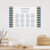 Schema 12 Tabellen Geel Blauw Chevron Poster (Keuken)