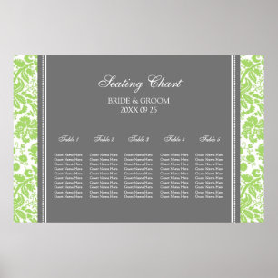 Schema 5 Tables Grey Limoen Damask Poster