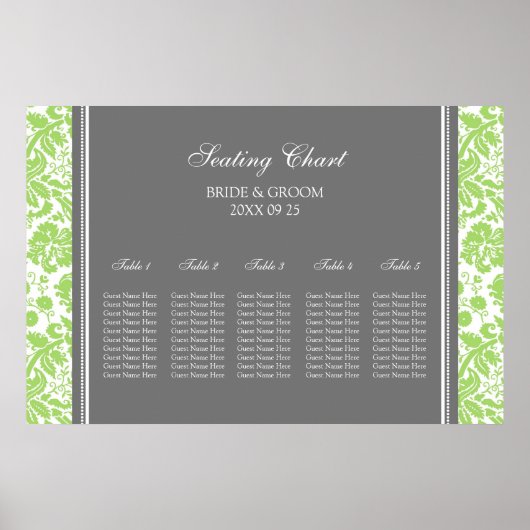 Schema 5 Tables Grey Limoen Damask Poster (Voorkant)