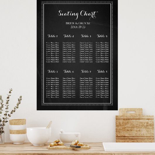 Schema 8 Tabellen Chalkboard Poster (Keuken)