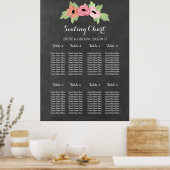 Schema 8 Tabellen Chalkboard Roze Floral Poster (Keuken)