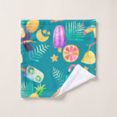 Schéma de flamingo rose ornithologique tropical (Gant de toilette)