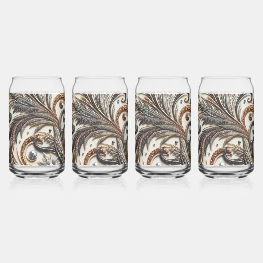 Schéma floral brillant avec pierre de gemme (Recto)