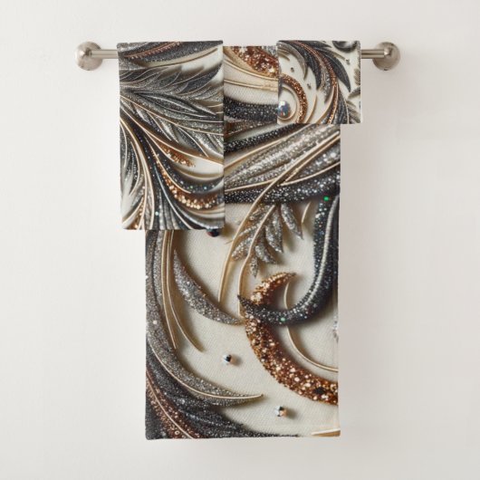 Schéma floral brillant avec pierre de gemme (En situation)