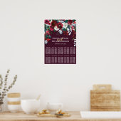 Schema van de Burgundy Ivory Floral Arrangement Poster (Keuken)