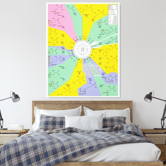 Schema van de genetische code met aminozuurresidue canvas afdruk (Insitu (Slaapkamer))