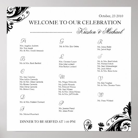 Schema van de zitplaats poster (Voorkant)