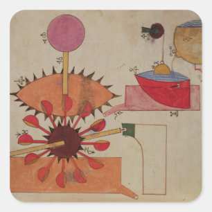 Schema van een systeem om water in een vierkante sticker