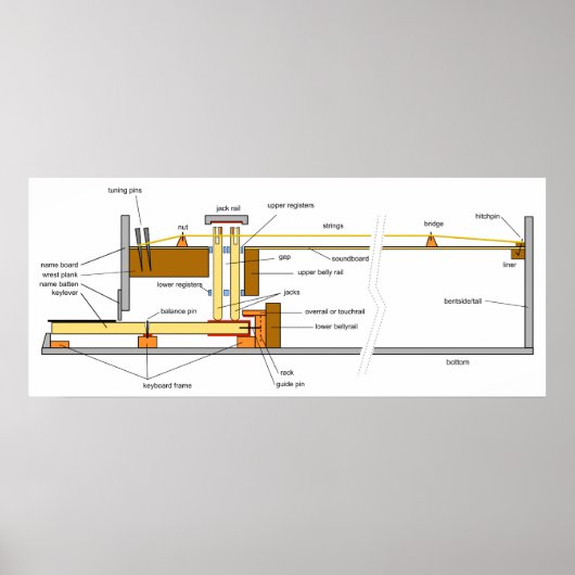 Schema van het muziekinstrument Harpsichord Poster (Voorkant)