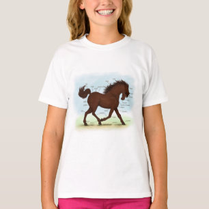 Schema voor anatomie bij paarden met bruine paarde t-shirt