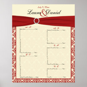 Schema voor crème- en rooddameskasten poster