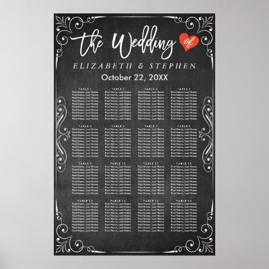 Schema voor de bruiloft rond zwart-wit poster (Voorkant)