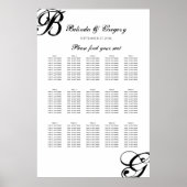 Schema voor een bruiloft met zwart/wit script poster (Voorkant)