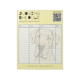 Schema voor Great Dane hondententoonstelling Notitieblok