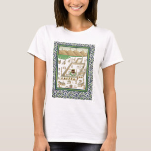 Schematisch Uitzicht van Mekka, met de Qua'bah, va T-shirt