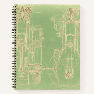 Schematische ingenieursinrichting vroegtijdige gas notitieboek