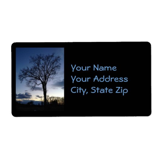 schemering bij de bomen in de Adresetiketten van d Etiket (Voorkant)