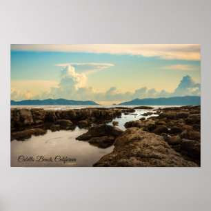 Schemering bij de getijdenpoelen bij Cabrillo Beac Poster
