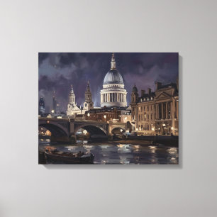 Schemering boven de St Paul's Cathedral, Londen Canvas Afdruk
