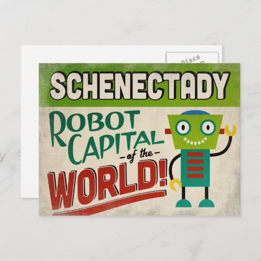 Schenectady New York Robot - Funny Briefkaart (Voorkant / Achterkant)