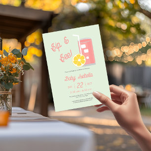 Schenk en zie Roze Limonade Moderne Baby Shower Kaart