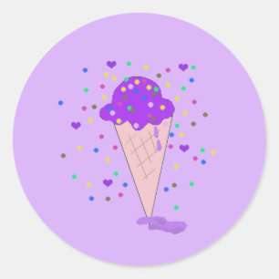 Schep Paarse Confetti Ijs Ronde Sticker