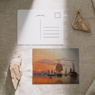 Schepen aan de rivier de Taag Carl Dahl Briefkaart