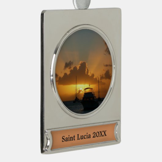 Schepen en soennitische zeebaars verzilverd banner ornament (Rechts)