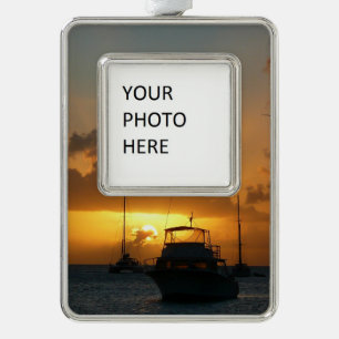 Schepen en soennitische zeebaars verzilverd kader ornament