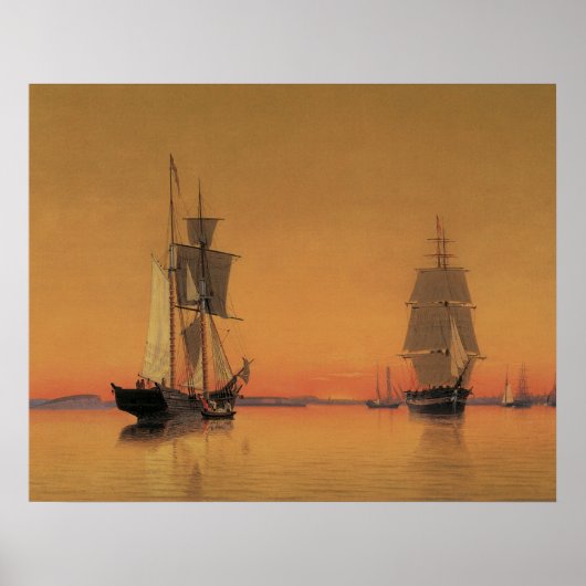 Schepen in Boston Harbour op Twilight 1859 Poster (Voorkant)