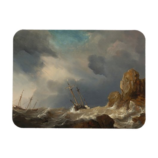 Schepen in een Gale van Willem van de Velde de Jon Magneet (Horizontaal)