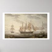 Schepen in Harbour, 1805 (olie op doek) Poster (Voorkant)