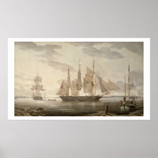 Schepen in Harbour, 1805 (olie op doek) Poster (Voorkant)