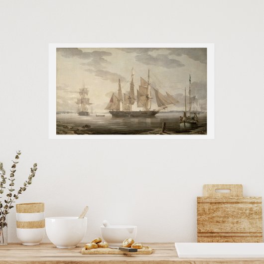 Schepen in Harbour, 1805 (olie op doek) Poster (Keuken)