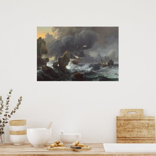 Schepen in nood - L. Backhuysen Fine Art Poster (Keuken)