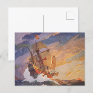 Schepen van Christoffel Columbus bij zee door N.C. Briefkaart