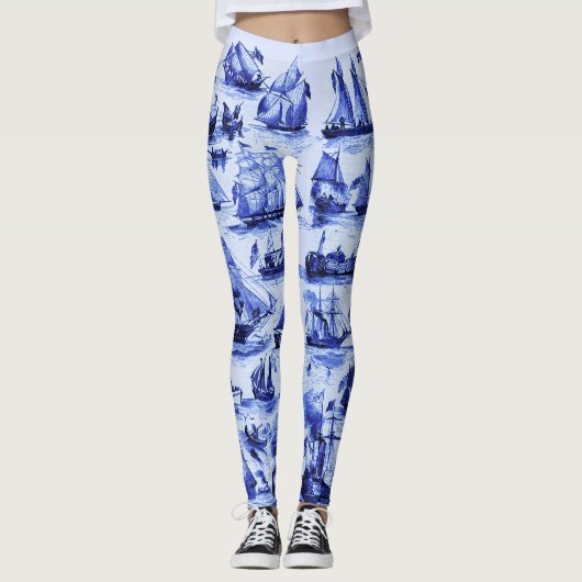  SCHEPEN, ZEEVAARTUIGEN, marineblauw Leggings (Voorkant)
