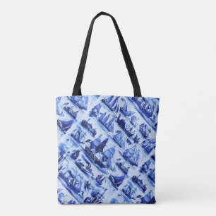  SCHEPEN, ZEEVAARTUIGEN, marineblauw Tote Bag