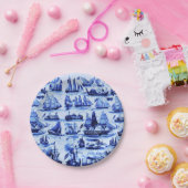  SCHEPEN, ZEEVAARTUIGEN, Navy Blue Nautical Papieren Bordje (Feest)