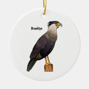 Scheppende caracara-vogelschilderij cartoon keramisch ornament