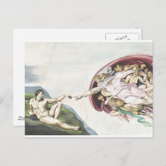 Schepping van Adam Briefkaart (Voorkant / Achterkant)