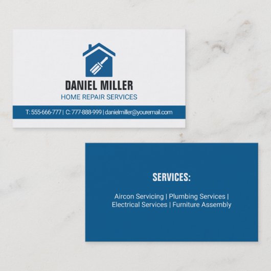 Schermafdieningspictogram Home Repair Services Visitekaartje (Voorkant / Achterkant)