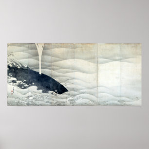 Schermen over olifanten en walvissen van Ito Jakuc Poster