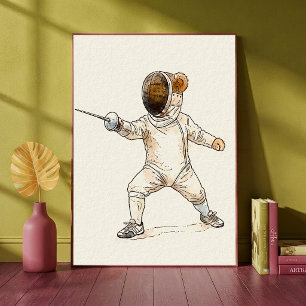 Schermen Teddybeer Knuffel Dier Sport Kinderkamer Poster