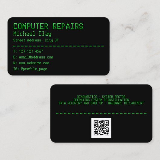 Schermstijl computer opnieuw instellen visitekaartje (Voorkant / Achterkant)