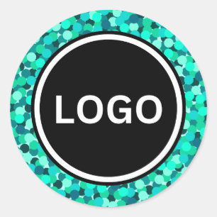 Scherp Blauwgroen Abstract modern glinsteren Ronde Sticker