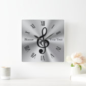 Scherp, speciaal voor Treble Clef Clock, zilver Bl Vierkante Klok (Huis)