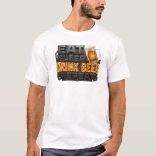 Scherp wit EAT SLEEP DRINK BEER REPEAT 2 BG T-shirt